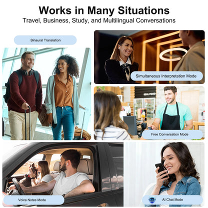 Real Time Translators Headphones Wireless Earphones Noise Canceling IPX7 Waterproof Smart Touch Control Kids Women Men Earbuds