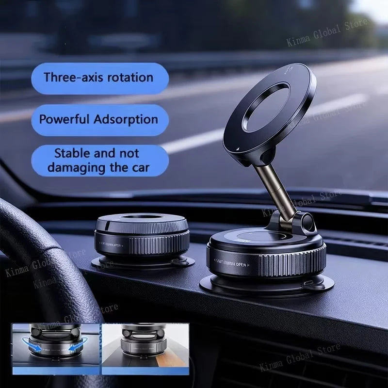Car Phone Holder Suction Cup Vacuum Magnetic Phone Stand 360° rotatable and Foldable Suction Cup Phone Holder