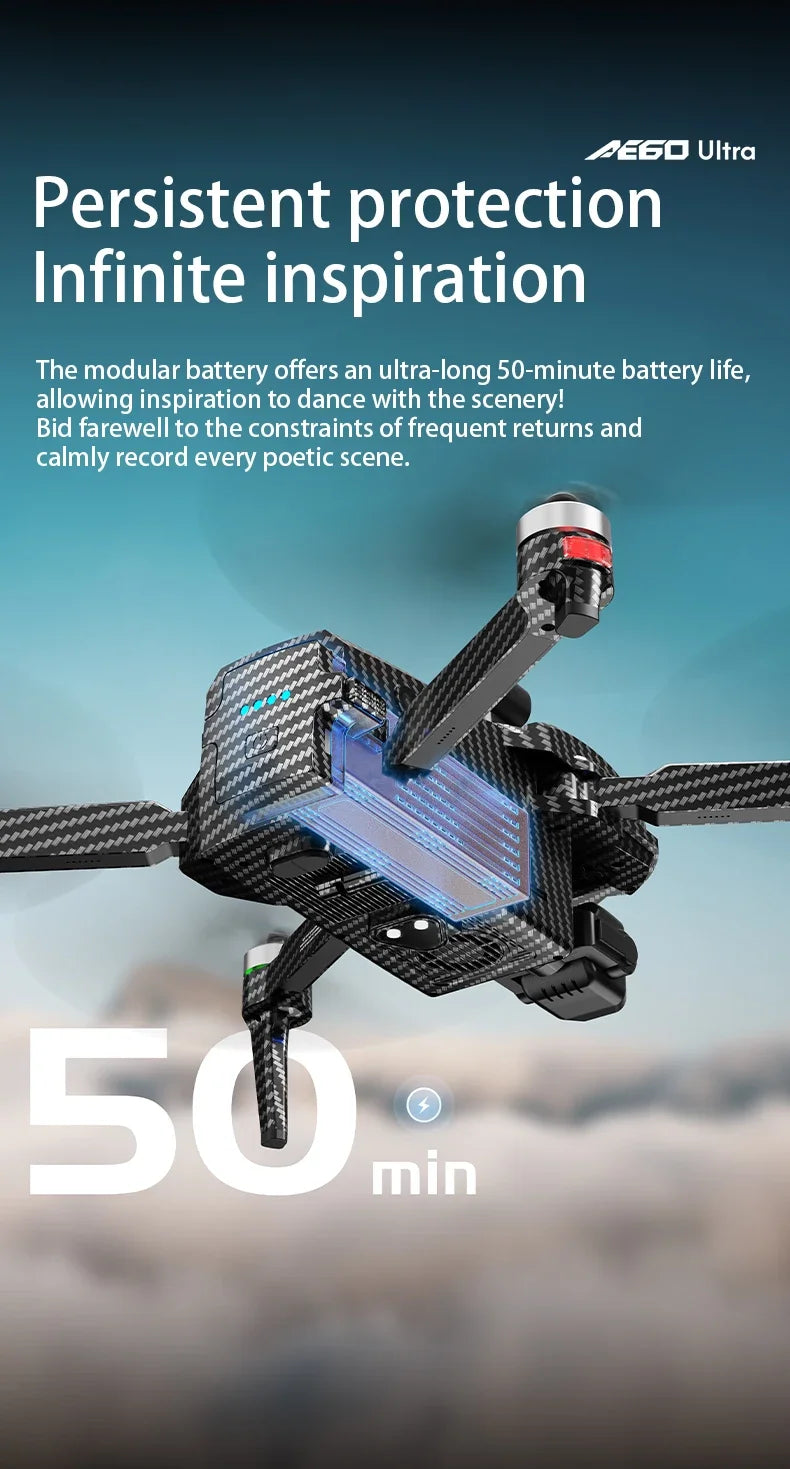 AE60 Can Airdrop Drone With 7.2 inch Screen 3-axis Gimbal Professional 4K HD Camera Laser Obstacle Avoidance Brushless Dron Toy