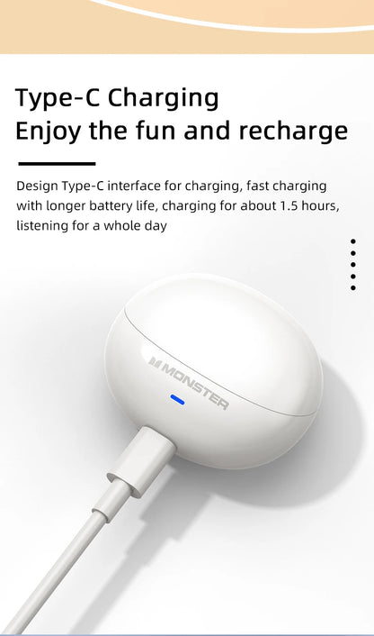 Monster MQT39 Gaming Earphone Ture Wireless Bluetooth 6.0 Headphones Low Latency Noise Reduction Earbuds Headset With Mic New