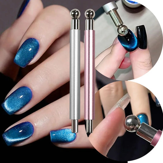 2Pcs/set Double-Head Super-Strong Nail Magnetic Pen Cat-Eye Effect Nail Magnetic StickGlass Bead Effects Cat-Eye Manicure Tool