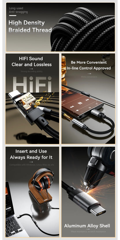 Essager Lightning to 3.5mm jack Audio Adapter Headphone Aux Cable USB Type C to 3.5 Adapter OTG Type C For iphone Xiaomi Oneplus