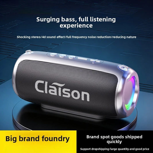 Portable Waterproof Bluetooth Speaker with Bass Stereo Sound LED Light Wireless Outdoor Speaker