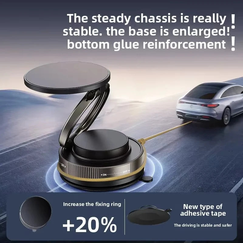 Vacuum Magnetic Phone Bracket 360 Adjustment Double Side Suction Cup Strong Magnet Suction Foldable Navigation Car Holder