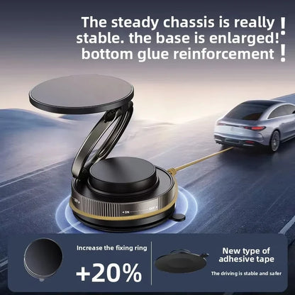 Vacuum Magnetic Phone Bracket 360 Adjustment Double Side Suction Cup Strong Magnet Suction Foldable Navigation Car Holder