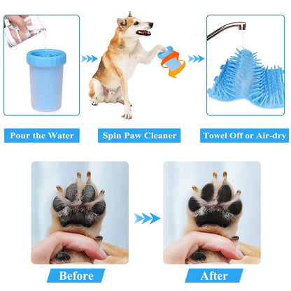 1Pc Pet Plastic Foot Wash Cup S L XL Large size silicone brush Dog cat clean foot mud removable cleaning Foot