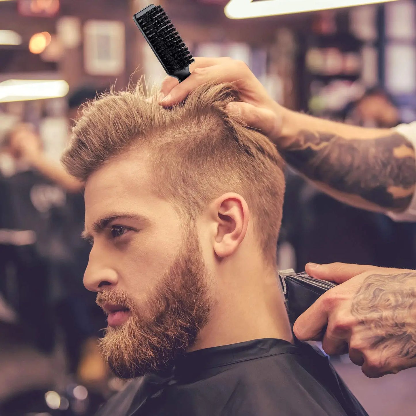 Vintage Oil Head Comb Brush Men Hair Care Beard Shape Dual Use Comb Brush Hair Cutting Cleaning Brush Broken Hair Comb