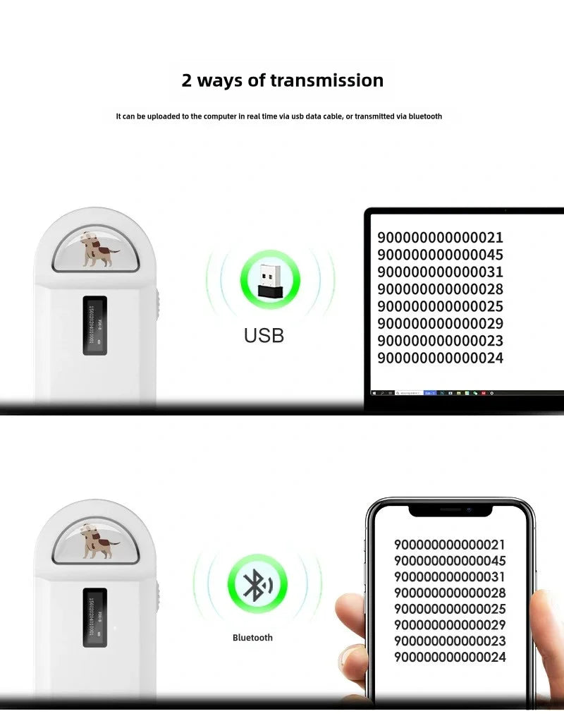 Rechargeable 134.2KHz Animal Microchip RFID Reader PT160 Handheld Digital ID Pet Chip Scanner For Pet Dog Cat Management