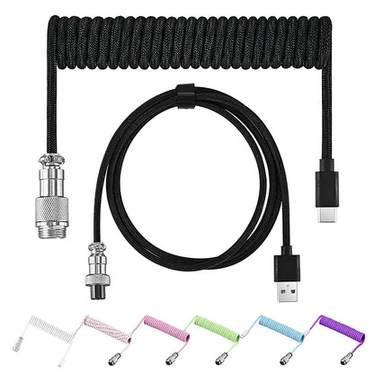 USB Type C Mechanical Keyboard Spring Coiled Cable Hardware Linker Usb Aviation Mechanical Cable Spiral Gaming Usb Keyboard Wire