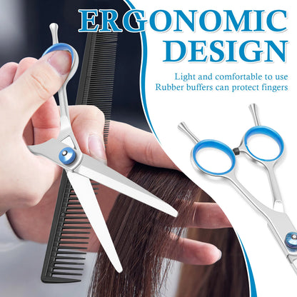 12Pcs Hair Cutting Scissors Set Professional Barber Tool Set Stainless Steel Hair Cutting Shears Kits with Comb and Barber Cloak