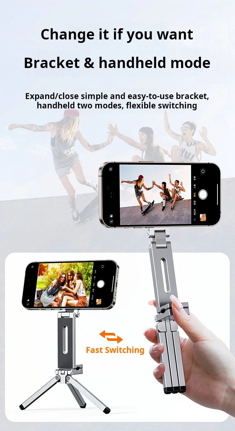 Travel Phone Holder Tripod Magnetic Phone Mount Portable Aluminum Alloy Clip for Hands-Free Viewing for iPhone Samsung