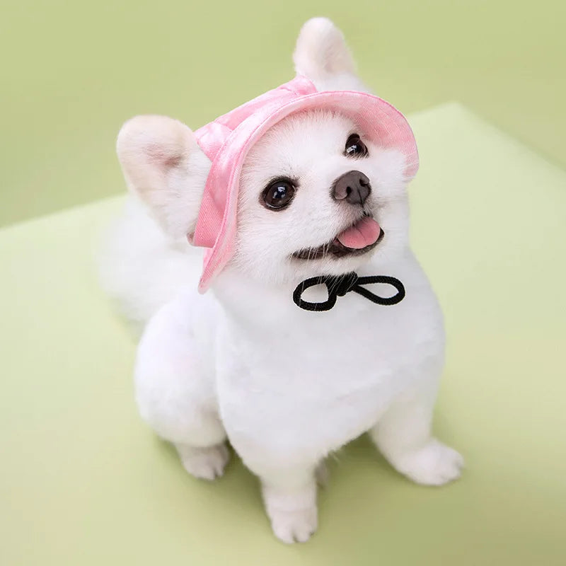 Dog Cotton Sun Hat With Ear Holes Round Brim Puppy Kitten Bucket Hat Outdoor Sun Protection Pet Caps for Small Medium Cat Dogs