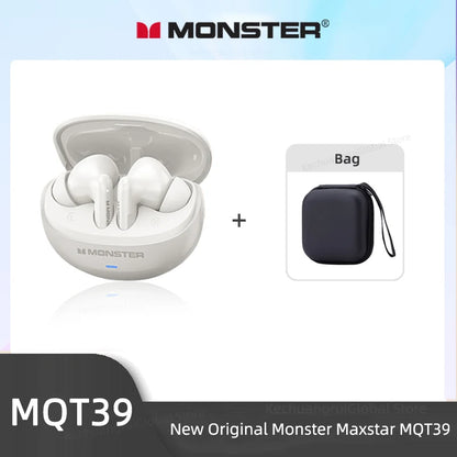 Monster MQT39 Wireless Bluetooth 6.0 Earphones TWS Hifi Stereo Headphones Noise Reduction Gaming Earbuds Sports Headset With Mic