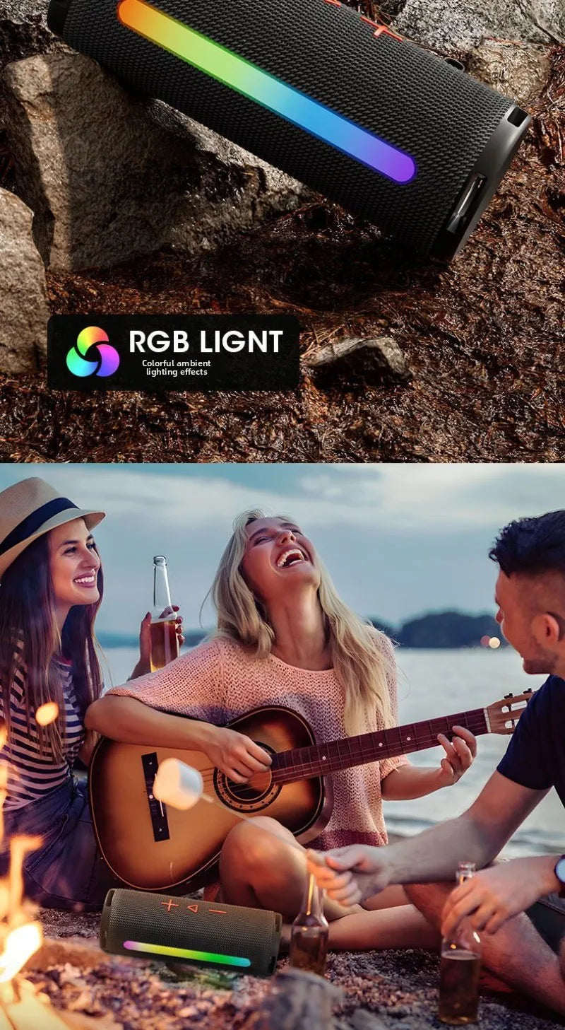 MW Audio Portable Bluetooth Speaker RGB Lights Waterproof Dual Drivers Bass Wireless Speaker Bluetooth 5 2