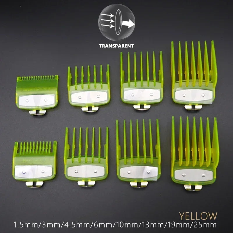 8Pcs Universal Transparent Hair Clipper Guards For Wahl Madeshow Metal Clip Clippers Barber Accessories Trimmer Limit Combs