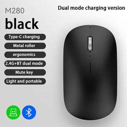 2.4Ghz Bluetooth Wireless Mouse Dual Mode Rechargeable Ergonomic Rechargeable Mice Gaming Mouse for PC/Laptop/Macbook