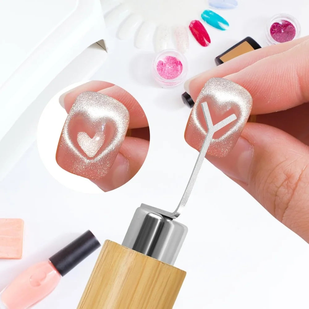 1/2/3/4pcs Y-Shaped Heart Cat Eye Gel Magnet Set Love Heart Magnet Magnetic Nail Stick For Gel Nail Polish DIY Manicure Tool 69S
