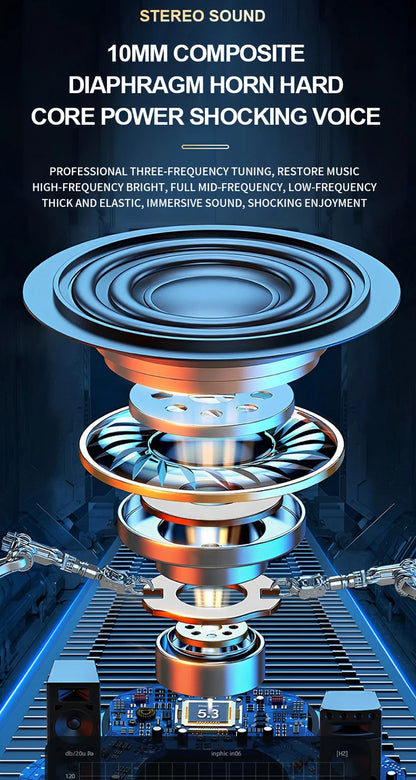 Soleeanre Wireless Headphones Earphone Sports Headset Aluminum Starring Ring Metal Alloy Gaming Earbuds Starburst Light Effect