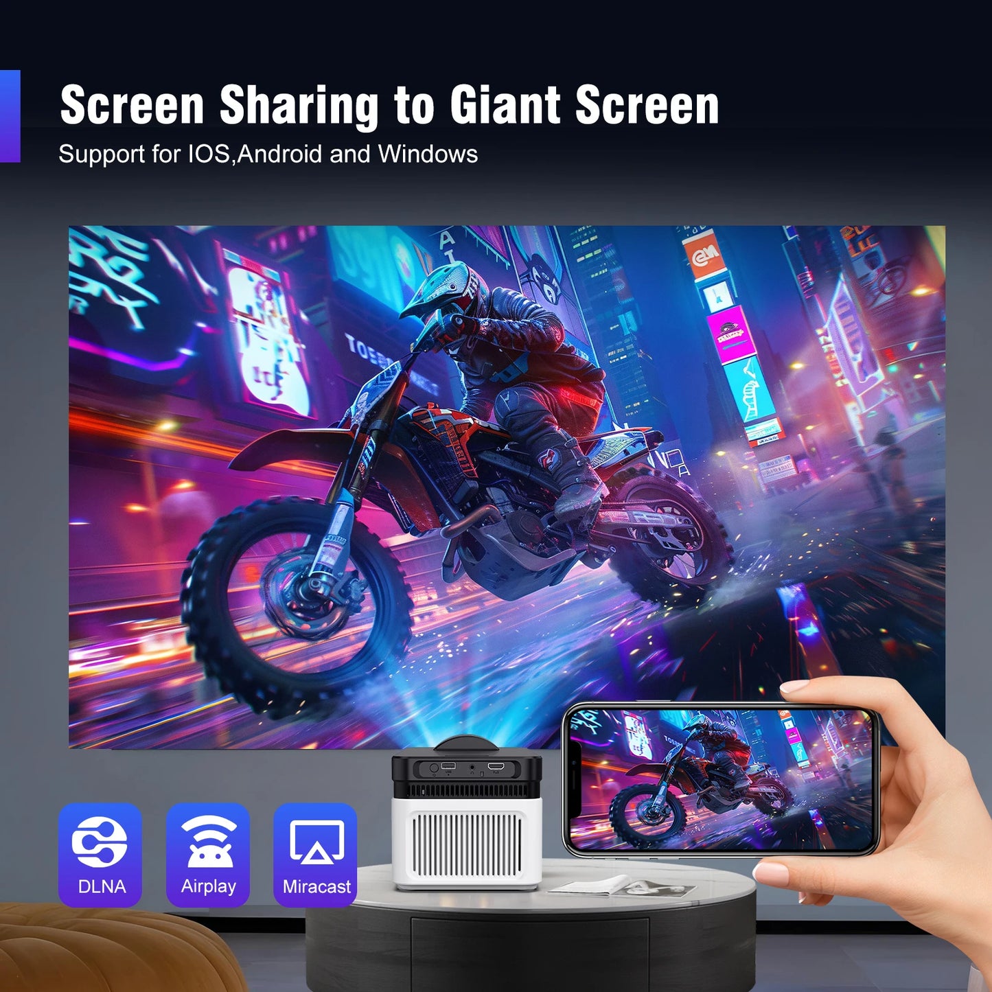 Magcubic Ultra Short Throw HY450 Projector With Auto Offset 1080P 8K Electronic Focus 900 ANSI WiFi6 BT5.4 Allwinner H726 Voice