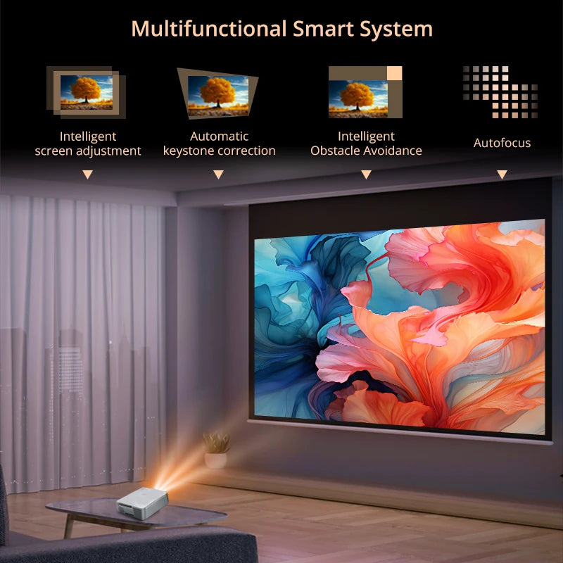 Voxflix M25 Home Cinema 1080P 4K 2800 ANSI Smart Home Projector Android TV 9.0 Game Mode Support voice search Movies Beamer