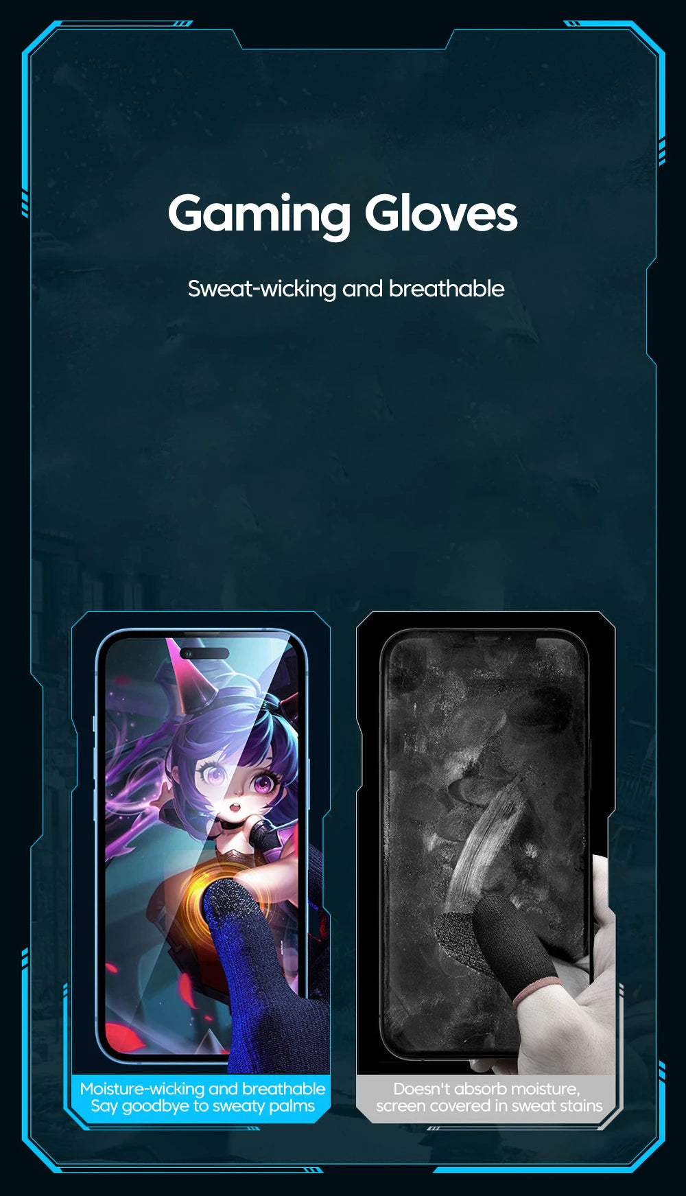 Double Finger Gaming Gloves Chicken Eating Mobile Game Ultra Thin Anti Sweat King of Glory Movement Anti Slip Esports Edition