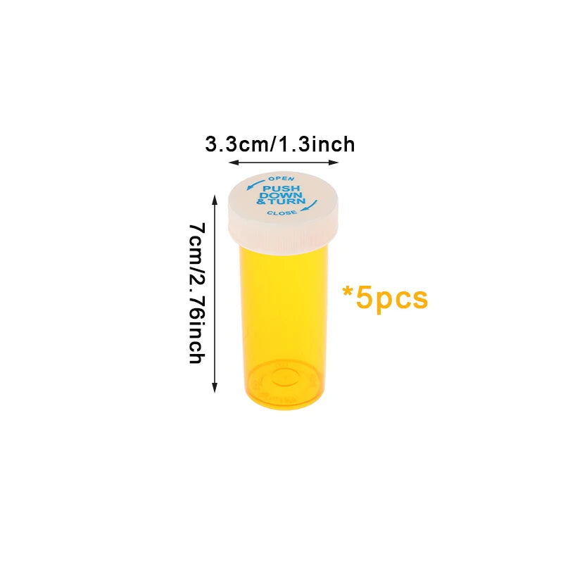 5Pcs Plastic Medicine Pill Bottles With Child Resistant Caps Medicine Containers Travel Pill Vials - 6/8/13/16/20/30/40/60 Dram