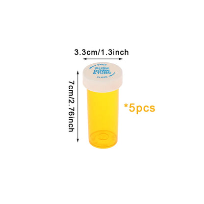 5Pcs Plastic Medicine Pill Bottles With Child Resistant Caps Medicine Containers Travel Pill Vials - 6/8/13/16/20/30/40/60 Dram