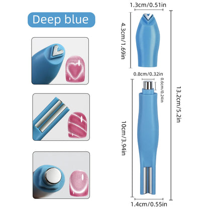 3D Heart Argyle Rhombus Pattern Cat Eye Nail Magnetic Tool Suck Glass Bead/Snake/Love/French Strong Cat Eye Nail Art Magnet Pen#