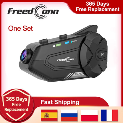 Motorcycle Intercom Helmet Bluetooth Headset Group Speaker Headphone WiFi App Freedconn R1Pro Motorbike Dash Cam Moto Auto Dvr