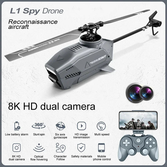 4D-L1 Spy Drone 8k Profesional Dual Camera Optical Flow Belt 4-Way Single Blade Aileron Photography Obstacle Avoidance Dron Toy