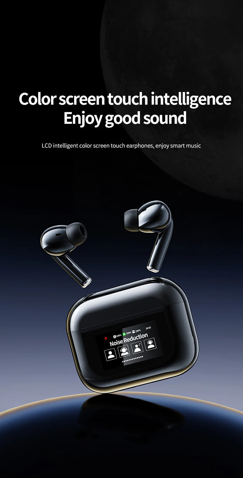 Wireless Headphone Earphones Touch Screen Visible music Headset Sport Earbuds With Microphone for All Mobile Phones