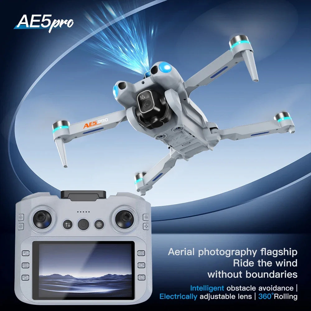 AE5Pro Drone Professional 360° Obstacle Avoidance Brushless  HD  Camera With Screen 5G WIFI FPV Dron Foldable Quadcopter