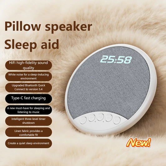 New Pillow-mounted Bluetooth Speaker With HIFI Sound Quality Multi-functional Sleep Aid Speaker With Timing And Digital Display