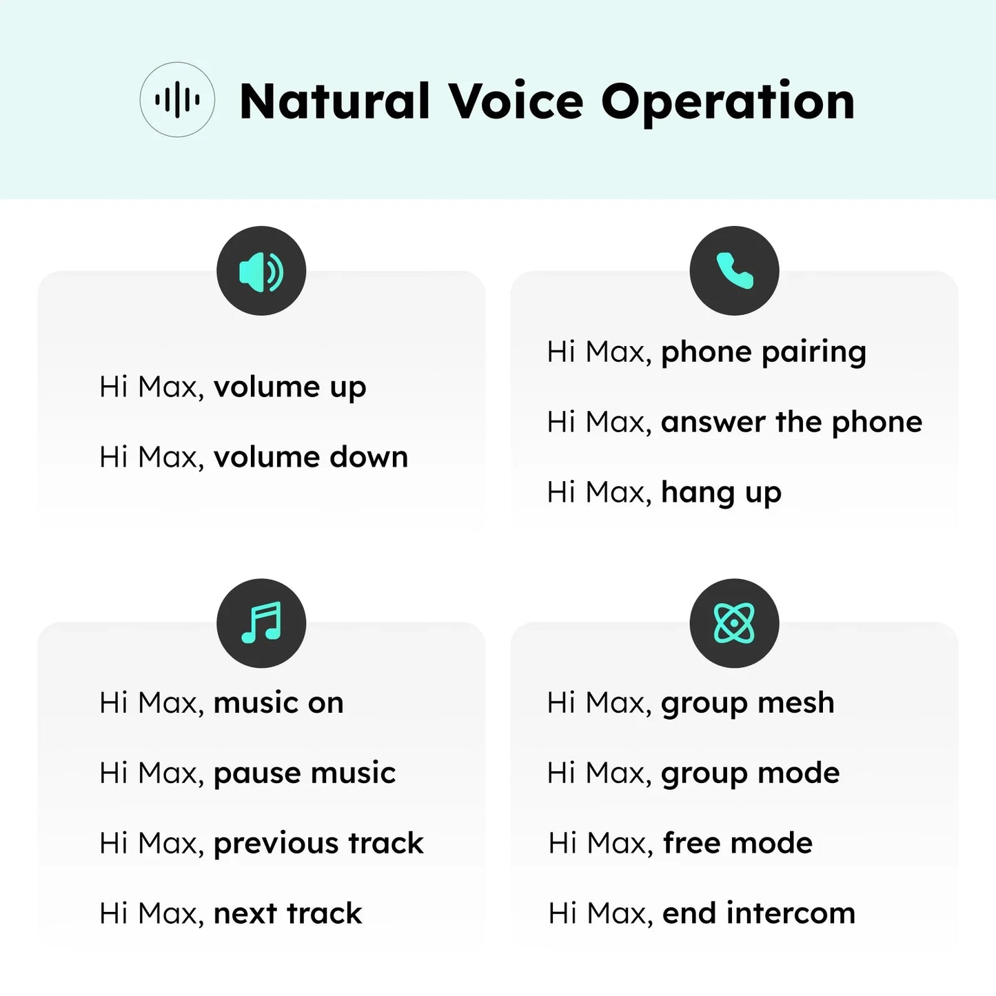 ASMAX F1 Bluetooth Motorcycle Intercom 10-Rider Group Communication, Voice Command, IP67 Waterproof, Hi-Fi Speakers, BT 5.3