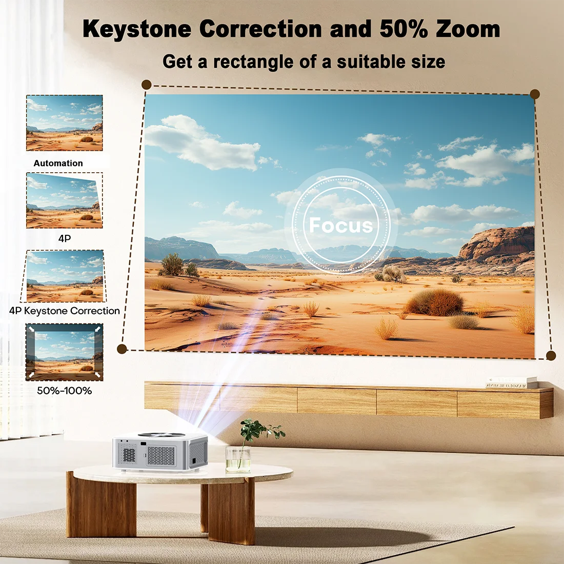 XIWBSY 1000Ansi AutoFocus Projector Bluetooth5.2 Android Projector 4K 8K Decode Video Audio Home Theater Portable Proyector