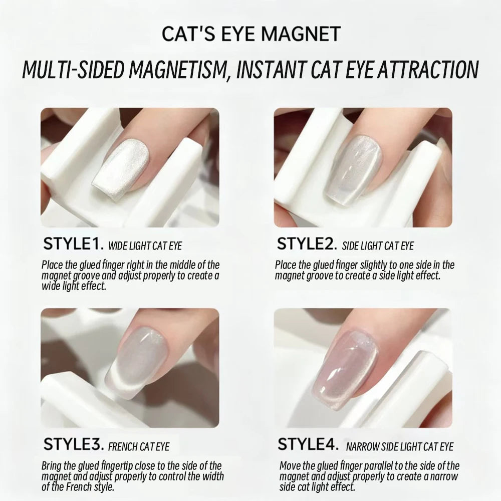 1/2pcs 5D U-shaped Cat Eye Magnet Cat Eye Magnetic Gel Nail Polish French Wide Light Effect Special Velvet 5D Nail Magnetic Tool