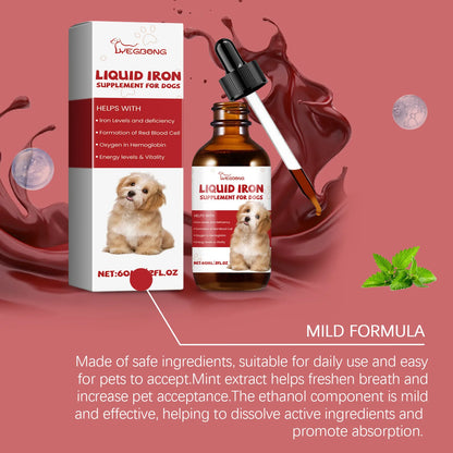 60ml Dog Iron Supplement Liquid Syrup – Gentle Fast-Absorb Boosts Hemoglobin, Red Blood Cell Count & Energy Vitality
