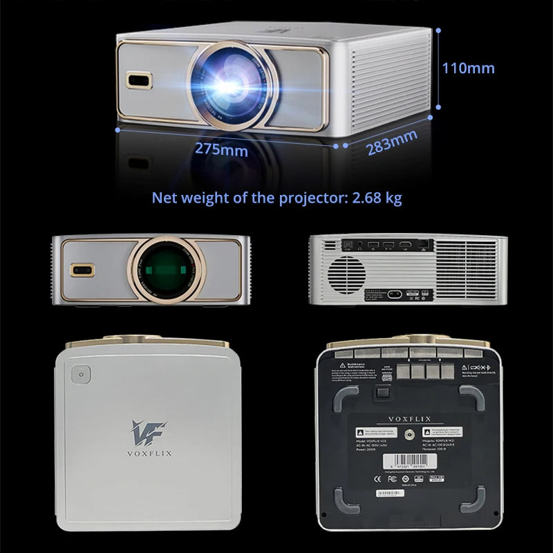 Voxflix M25 Home Cinema 1080P 4K 2800 ANSI Smart Home Projector Android TV 9.0 Game Mode Support voice search Movies Beamer