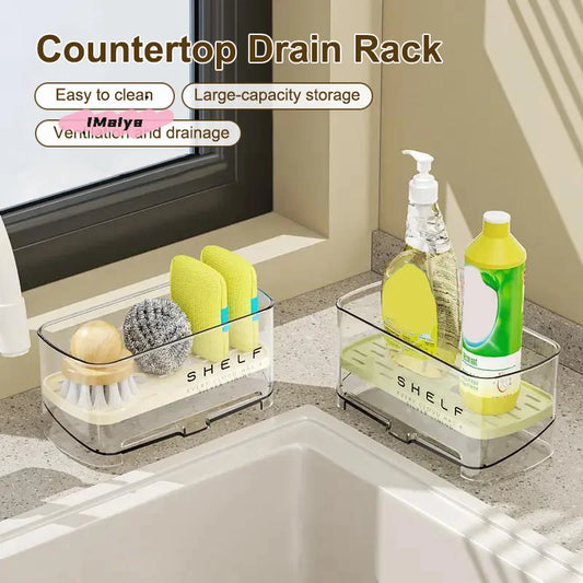 M-1Pc New Rag Rack Kitchen Sink Rack Household Wall-mounted Multi-function Sponge Pool Faucet Storage Artifact With Drain Design