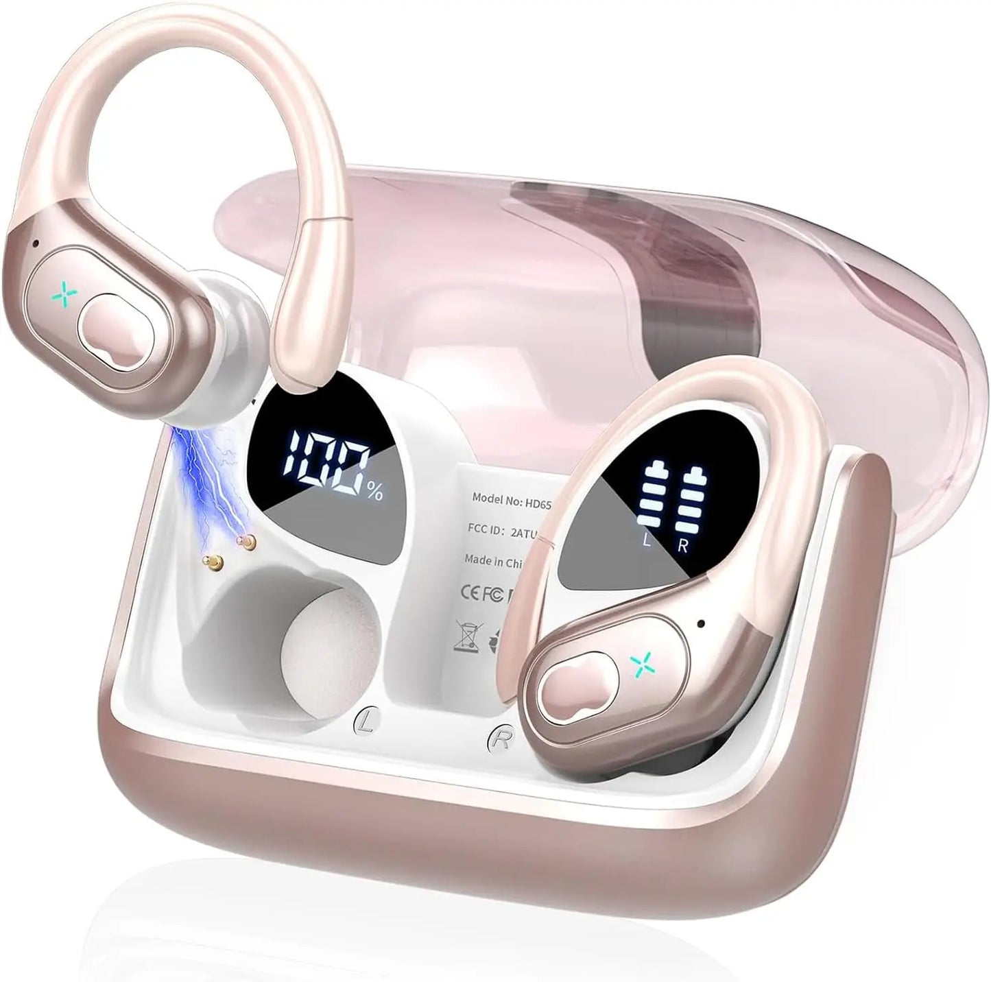 Original GDLYL HD65 Sports Wireless Earphones with Mics, LED Power Display, Hifi Stereo Sound Bluetooth 5.4 TWS HeadphHeadphones