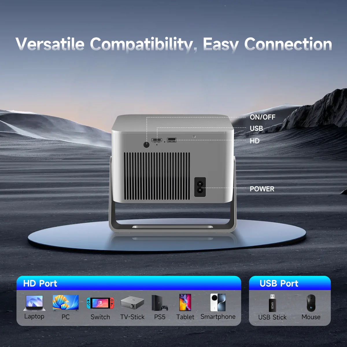 Magcubic HY350GT 900ansi Projector 1080p Native Projector 4K TV Stick Auto Focus Portable Beam Home Theater