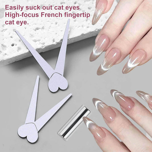1/2pcs V Shaped French Cat Eye Magnet Large/Small V-Tip Strong Cylindrical Magnet Set Cat Eye Highligh French Effect Magnet Tool