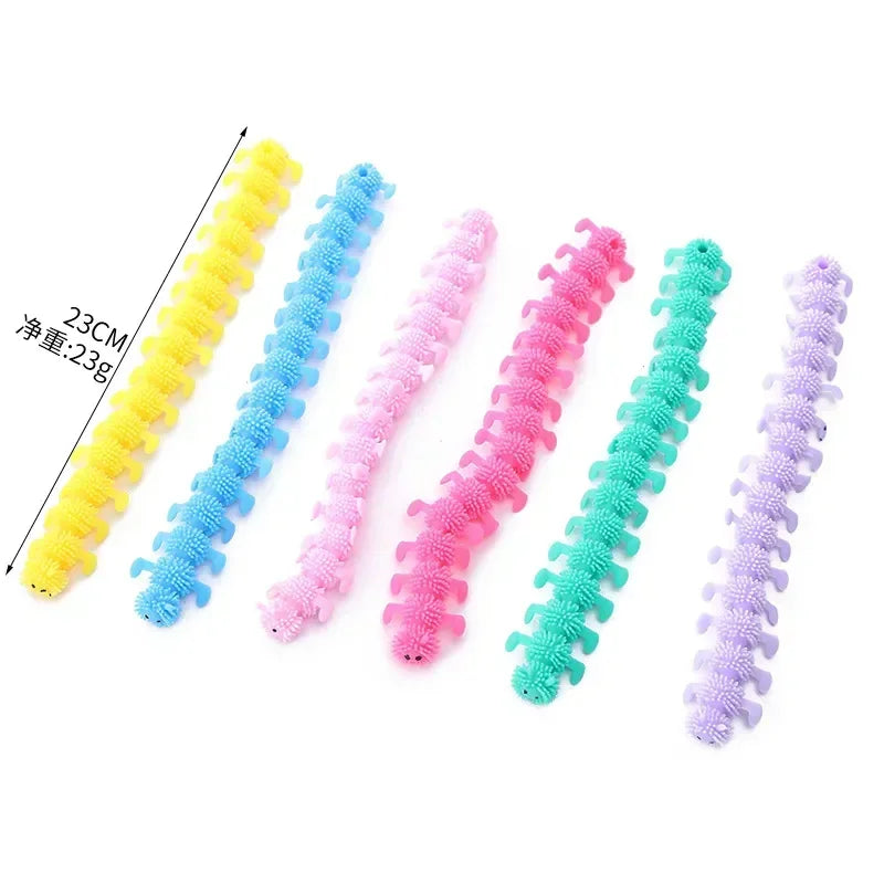 1pc Caterpillars Sensory Toy Stress Relief Stretchy String Worm Pops Fidget Therapy Anti Anxiety Fidget for Teenagers Adults