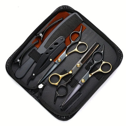 Stainless Steel Hair Scissors Set - Professional Thinning & Texturing Shears, Layered Hair Cutting Tools for Home Barber Kit