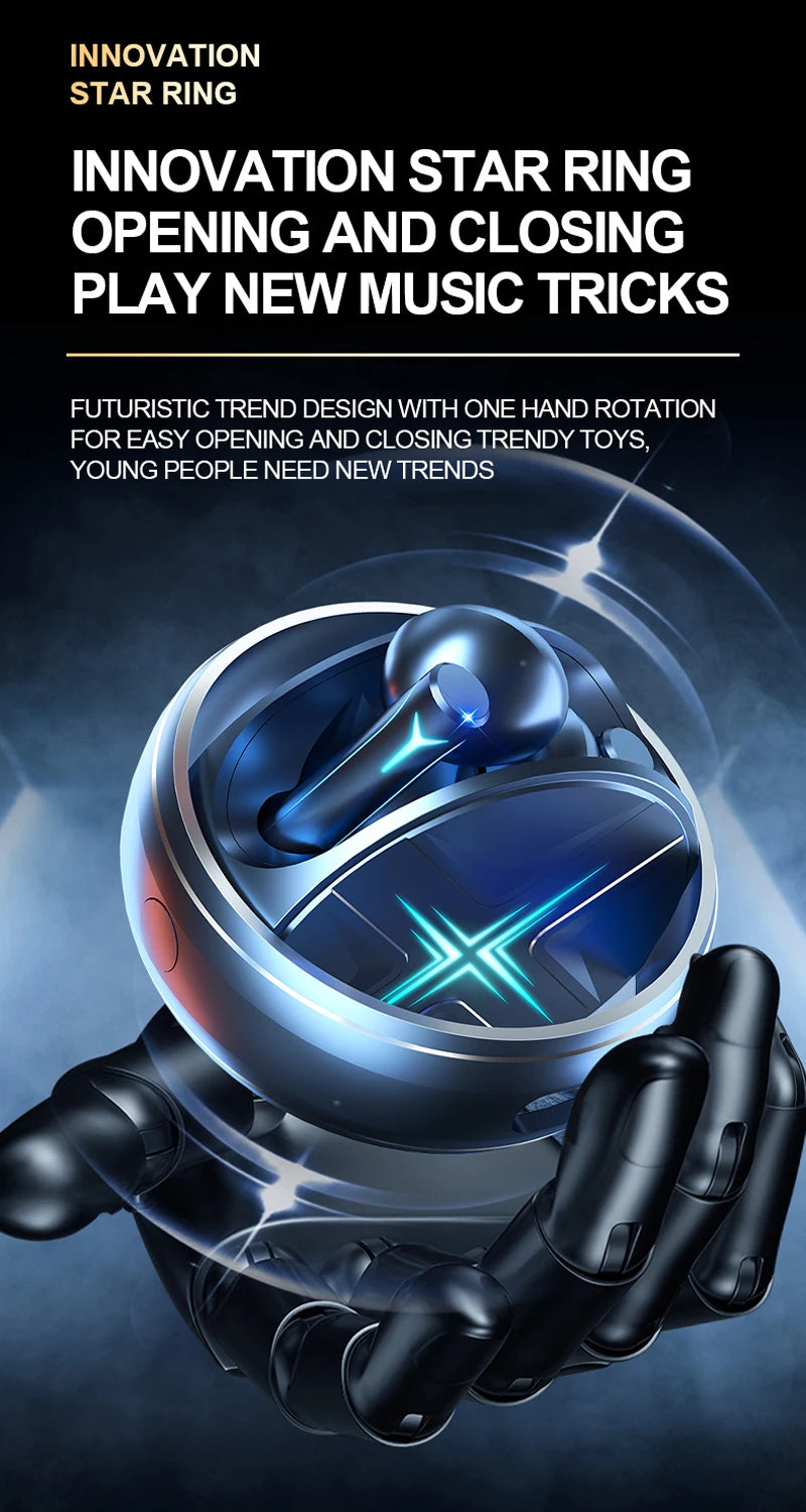 Soleeanre Wireless Headphones Earphone Sports Headset Aluminum Starring Ring Metal Alloy Gaming Earbuds Starburst Light Effect