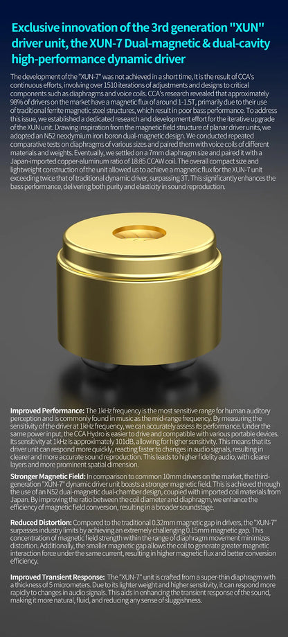 CCA Hydro IEM Headphone Hybrid Driver In Ear HiFi Wired Earbuds Tuning Switches Noise Isolation Headset With Detachable Cable