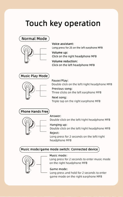 Monster MQT39 Wireless Bluetooth 6.0 Earphones TWS Hifi Stereo Headphones Noise Reduction Gaming Earbuds Sports Headset With Mic