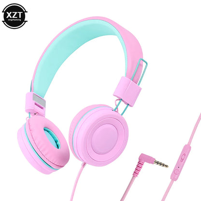 Kids Bluetooth Headphones 3.5mm Audio Jack Wired Earphone Foldable Stereo Headset With Mic for Girls Boys Gift Online Learning