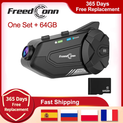 Motorcycle Intercom Helmet Bluetooth Headset Group Speaker Headphone WiFi App Freedconn R1Pro Motorbike Dash Cam Moto Auto Dvr