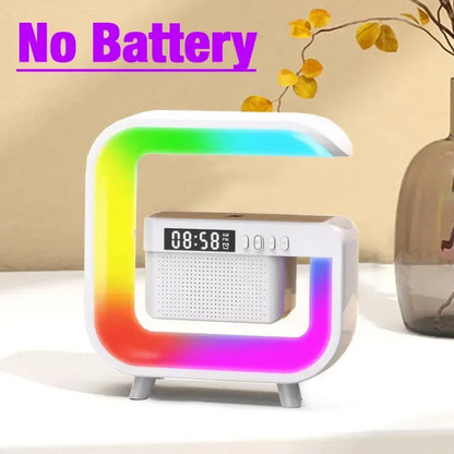 FM TF Bluetooth Speaker Phone Wireless Charger RGB Light for iPhone 16~12 Samsung Xiaomi Fast Charging Home Portable Speakers